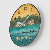 Philadelphia Boathouse Row Schuylkill River Rowing ラージ壁時計 (傾斜)