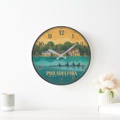 Philadelphia Boathouse Row Schuylkill River Rowing ラージ壁時計 (ホーム)