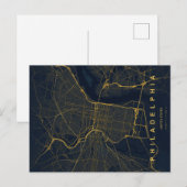 Philadelphia City Map Minimal Postcard ポストカード (正面/裏面)