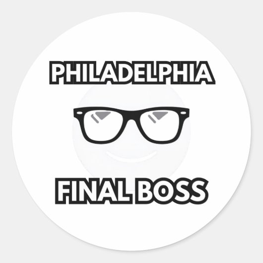 Philadelphia Final Boss Cool Emoji ラウンドシール (正面)