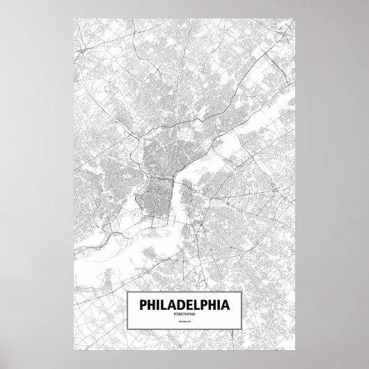 Philadelphia, Pennsylvania (black on white) ポスター (正面)