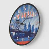 Philadelphia Pennsylvania Bridge Philly Skyline ラージ壁時計 (傾斜)