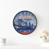 Philadelphia Pennsylvania Bridge Philly Skyline ラージ壁時計 (ホーム)