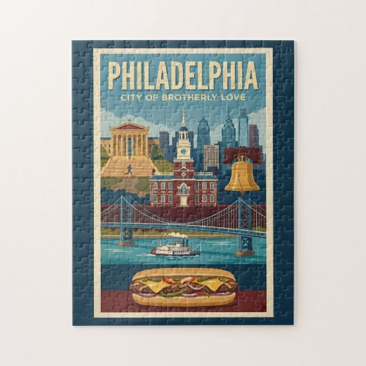 Philadelphia Pennsylvania Culture Illustration Art ジグソーパズル (縦)