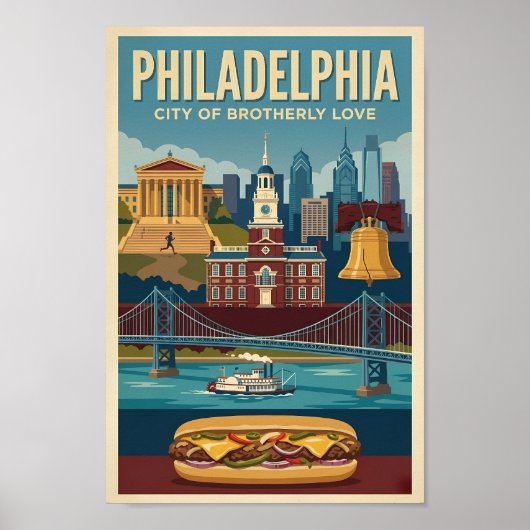 Philadelphia Pennsylvania Culture Illustration Art ポスター (正面)