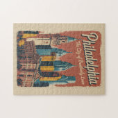 Philadelphia Pennsylvania Illustration Travel Art ジグソーパズル (横)