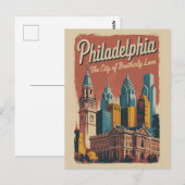 Philadelphia Pennsylvania Illustration Travel Art ポストカード (正面/裏面)