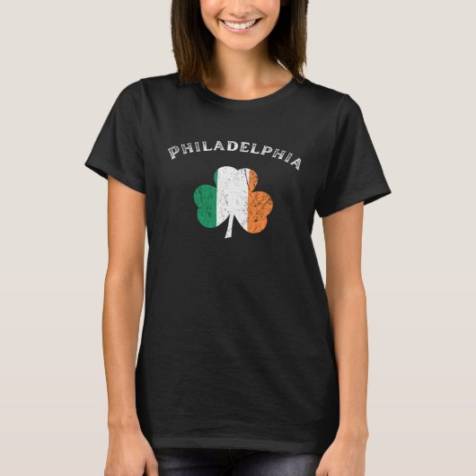 PHILADELPHIA PENNSYLVANIA Irish American Shamrock  Tシャツ (正面)