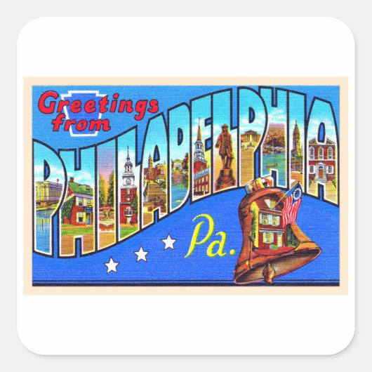 Philadelphia Pennsylvania PA Large Letter Postcard スクエアシール (正面)