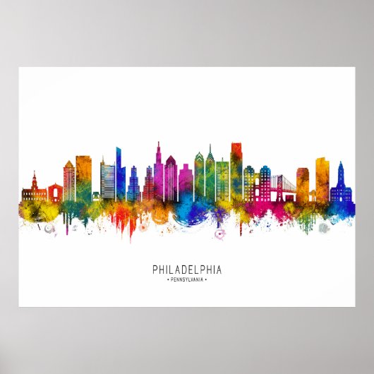 Philadelphia Pennsylvania Skyline ポスター (正面)