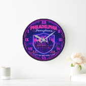 Philadelphia Pennsylvania Skyline ラージ壁時計 (ホーム)