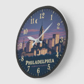 Philadelphia Pennsylvania Skyline ラージ壁時計 (傾斜)