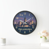 Philadelphia Pennsylvania Skyline ラージ壁時計 (ホーム)