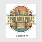 Philadelphia Pennsylvania Skyline Retro Travel シール (シート)