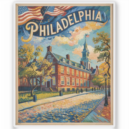 Philadelphia Pennsylvania US Retro Van Gogh Travel シール (正面)