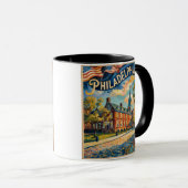 Philadelphia Pennsylvania US Retro Van Gogh Travel マグカップ (正面右)