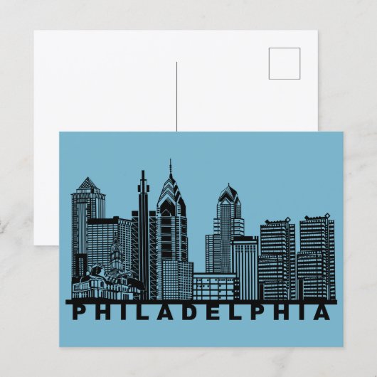 Philadelphia Postcard – Iconic Skyline Silhouette  ポストカード (正面/裏面)