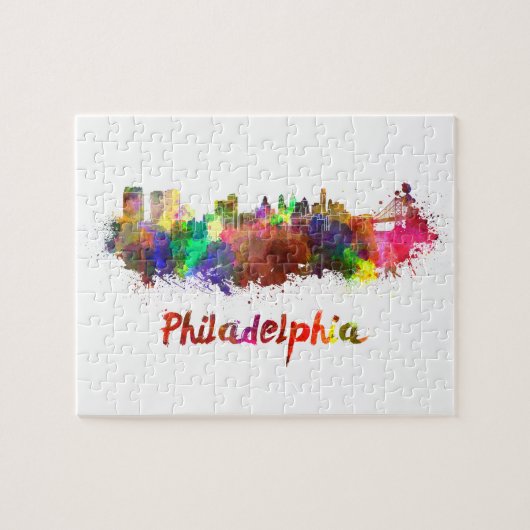 Philadelphia skyline in watercolor ジグソーパズル (横)