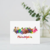 Philadelphia skyline in watercolor ポストカード (スタンド正面)