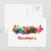 Philadelphia skyline in watercolor ポストカード (正面/裏面)