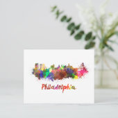 Philadelphia skyline in watercolor ポストカード (スタンド正面)