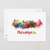 Philadelphia skyline in watercolor ポストカード (正面/裏面)