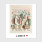 Philadelphia Skyline Modern Textured Cityscape シール (シート)