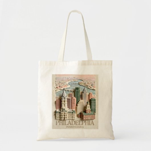 Philadelphia Skyline Modern Textured Cityscape トートバッグ (正面)