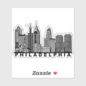 Philadelphia Skyline Silhouette シール (シート)