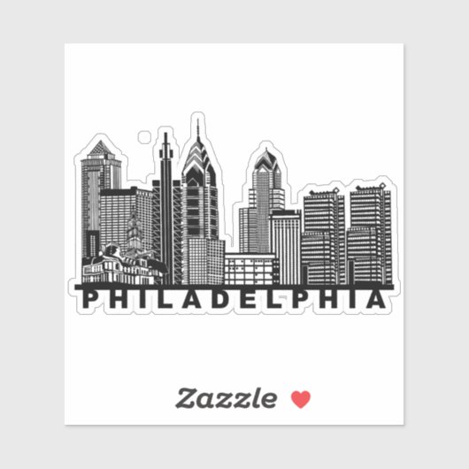 Philadelphia Skyline Silhouette シール (シート)
