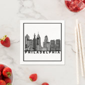Philadelphia Skyline Silhouette  スタンダードカクテルナプキン (インサイチュ)