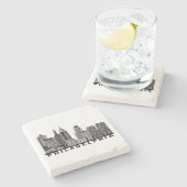 Philadelphia Skyline Silhouette  ストーンコースター (横)