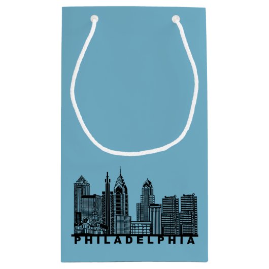 Philadelphia Skyline Silhouette  スモールペーパーバッグ (裏面)