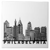 Philadelphia Skyline Silhouette  タイル (正面)