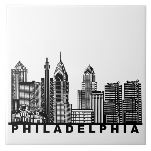 Philadelphia Skyline Silhouette  タイル (正面)