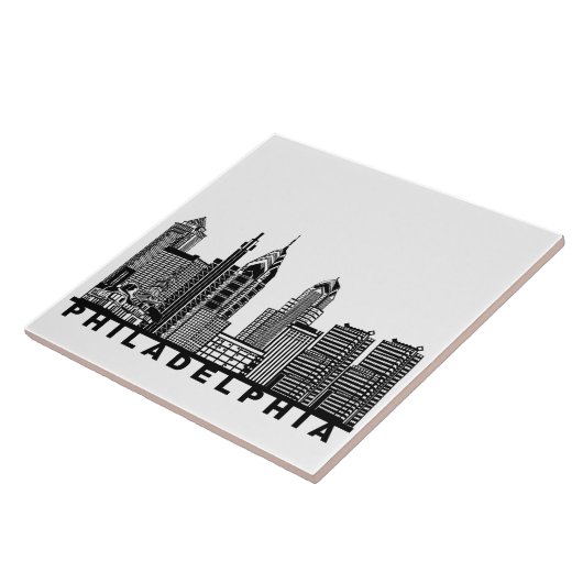 Philadelphia Skyline Silhouette  タイル (側面)