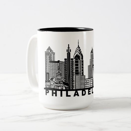 Philadelphia Skyline Silhouette  ツートーンマグカップ (正面左)