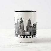 Philadelphia Skyline Silhouette  ツートーンマグカップ (中央)