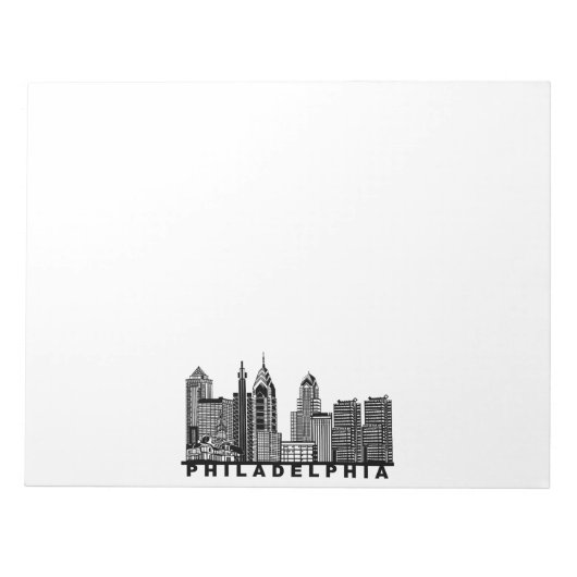 Philadelphia Skyline Silhouette  ノートパッド (正面)