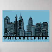 Philadelphia Skyline Silhouette  ポスター (正面)