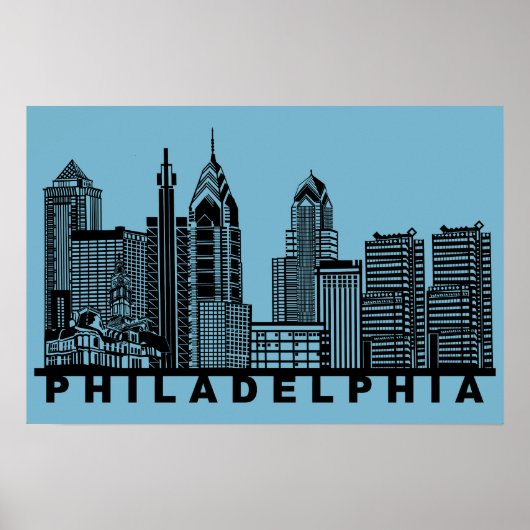 Philadelphia Skyline Silhouette  ポスター (正面)