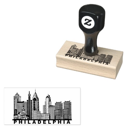 Philadelphia Skyline Silhouette  ラバースタンプ (押印)