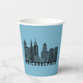 Philadelphia Skyline Silhouette  紙コップ (正面)