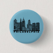 Philadelphia Skyline Silhouette 缶バッジ (正面)