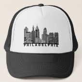 Philadelphia Skyline Silhouette  Trucker Hat キャップ (正面)