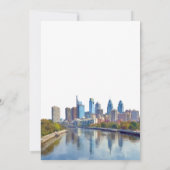 Philadelphia Skyline Watercolor Elegant Wedding セーブザデート (裏面)