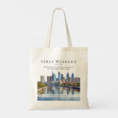 Philadelphia Skyline Watercolor Girls Weekend トートバッグ (裏面)