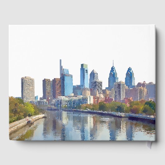 Philadelphia Skyline Watercolor Wedding ゲストブック (裏面)