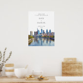 Philadelphia Skyline Wedding Welcome Sign ポスター (キッチン)