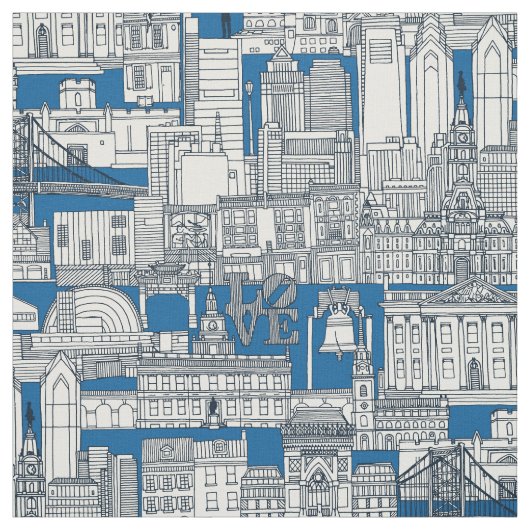 Philadelphia toile cobalt indigo ファブリック (見本)